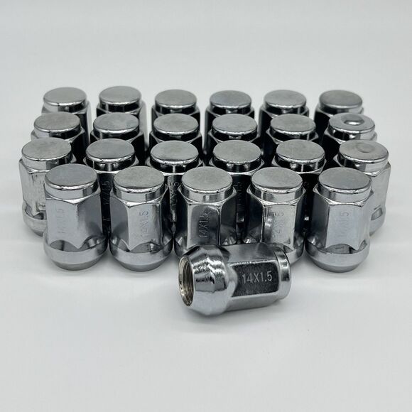 MIKKUPPA 24pcs M14x1.5 Wheel Lug Nuts Chrome 1.35" One-Piece OEM Factory Style - Picture 1 of 8
